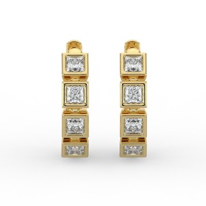 Princess Huggie Bezel Earrings