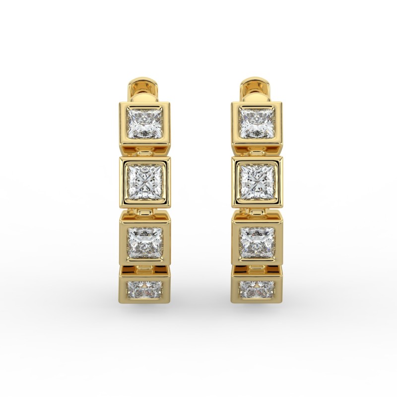 Princess Huggie Bezel Earrings