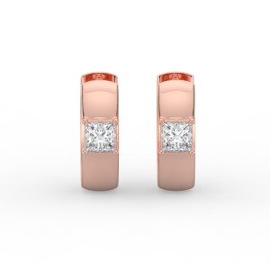 Princess Single Stone Huggie Earrings