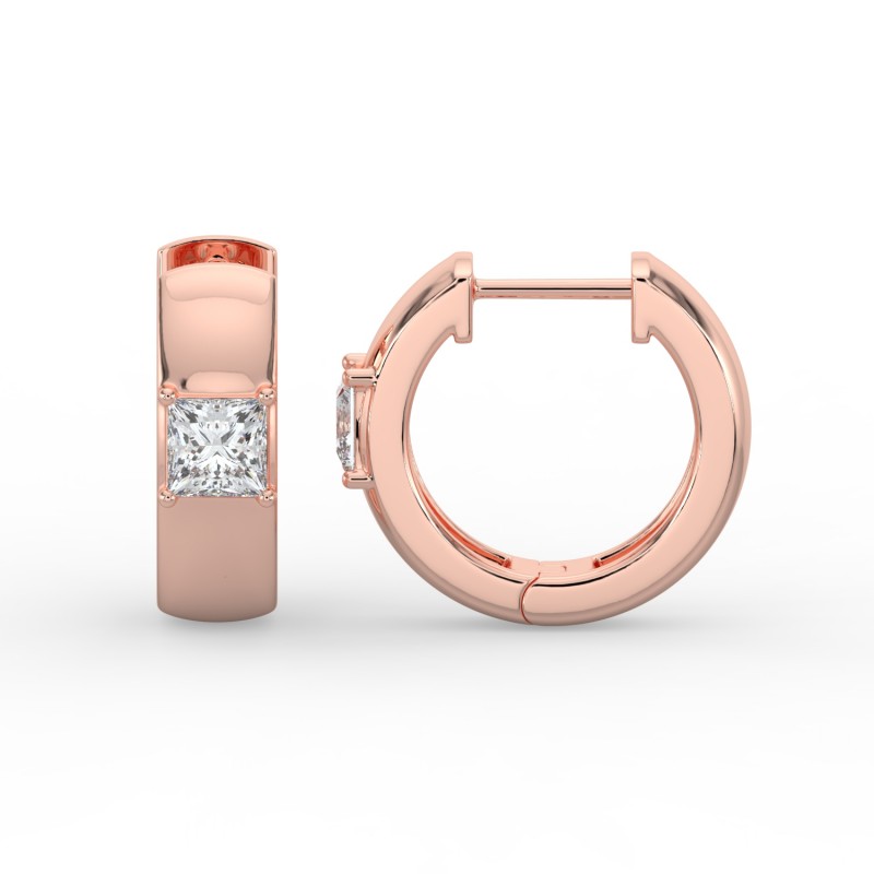 Princess Single Stone Huggie Earrings