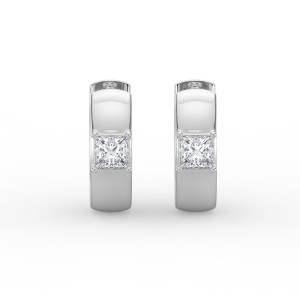 Princess Single Stone Huggie Earrings
