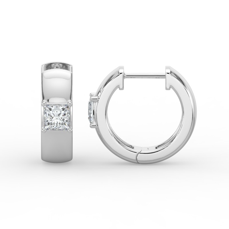 Princess Single Stone Huggie Earrings