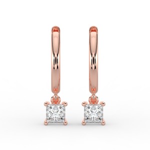 Princess Single Stone Drop Huggies Earrings