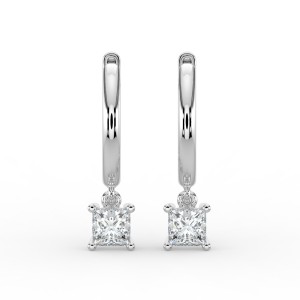 Princess Single Stone Drop Huggies Earrings