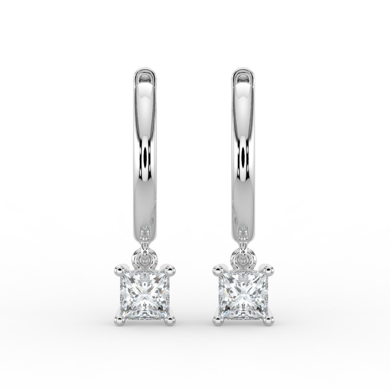 Princess Single Stone Drop Huggies Earrings
