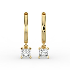 Princess Single Stone Drop Huggies Earrings