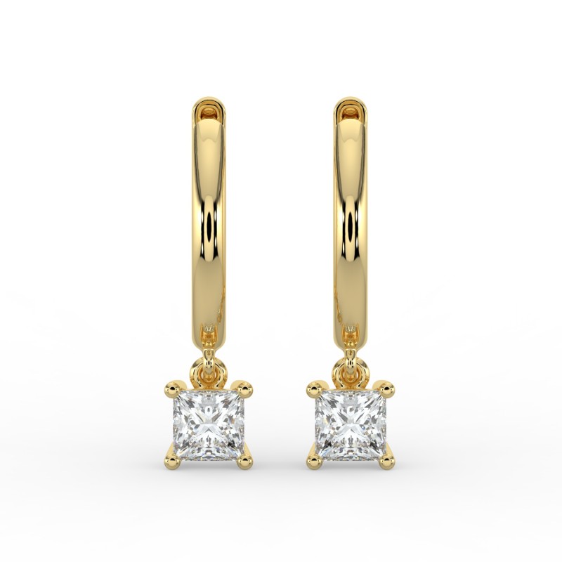 Princess Single Stone Drop Huggies Earrings