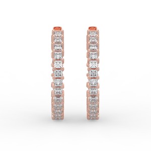 Princess Iniside Out Diamond Hoops Earrings