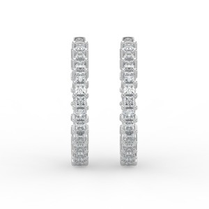 Princess Iniside Out Diamond Hoops Earrings