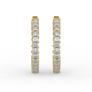Princess Iniside Out Diamond Hoops Earrings