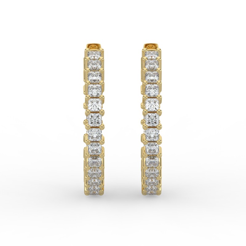 Princess Iniside Out Diamond Hoops Earrings