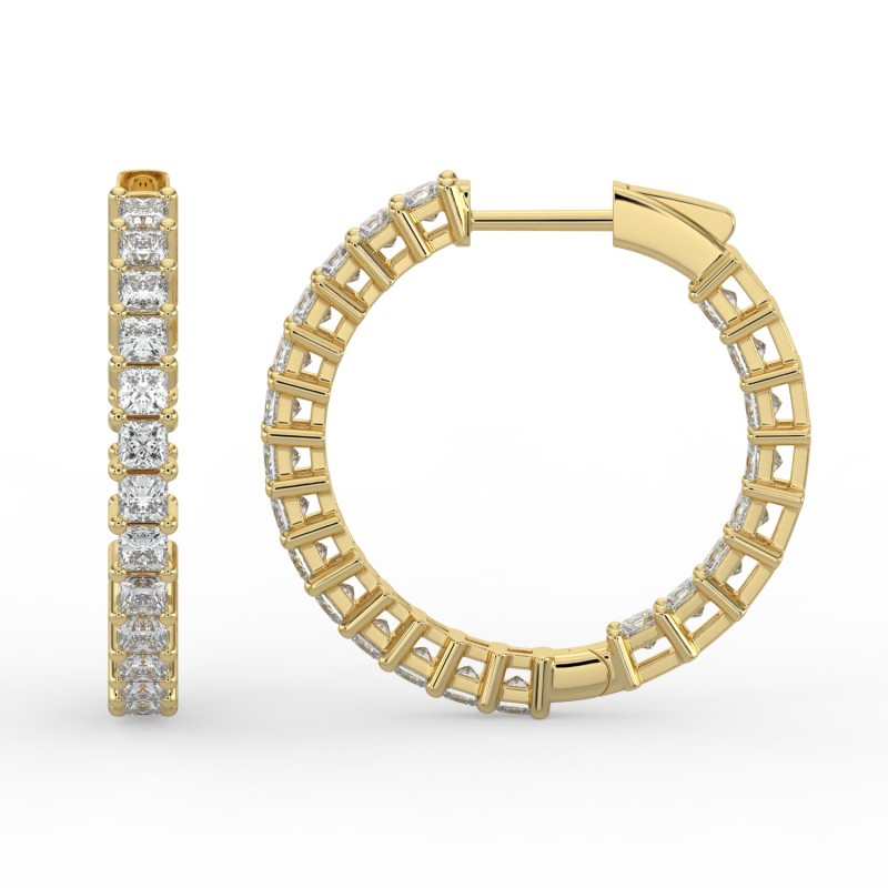Princess Iniside Out Diamond Hoops Earrings