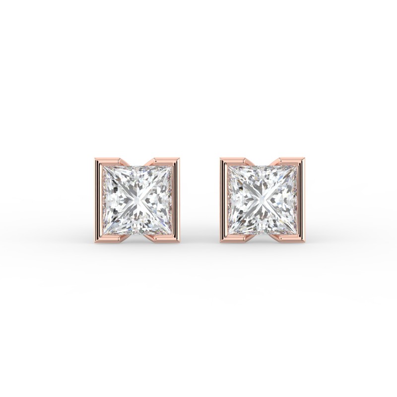Princess Half Bezel Earrings