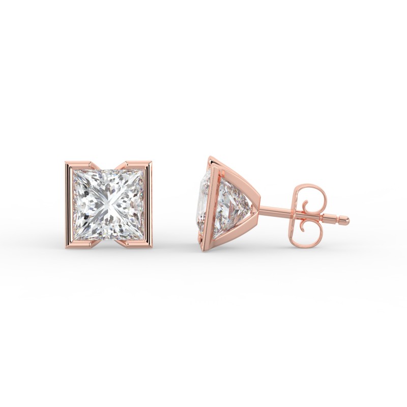 Princess Half Bezel Earrings
