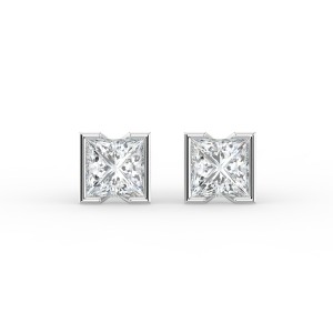 Princess Half Bezel Earrings