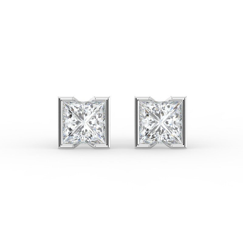 Princess Half Bezel Earrings