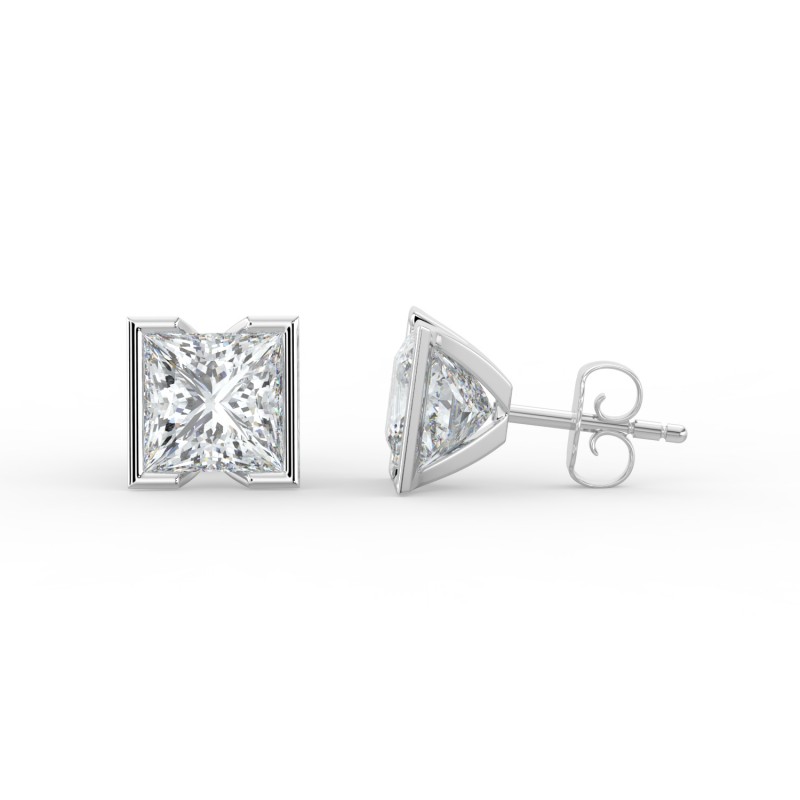 Princess Half Bezel Earrings