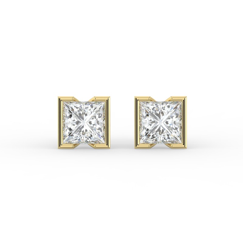 Princess Half Bezel Earrings