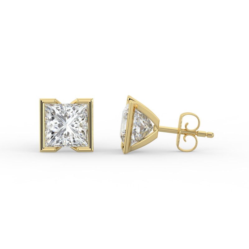 Princess Half Bezel Earrings