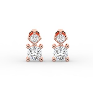 Cushion Single Stone Drop Stud Earrings