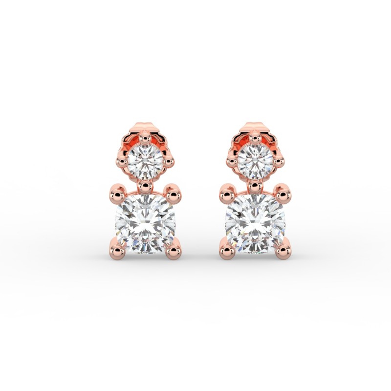 Cushion Single Stone Drop Stud Earrings
