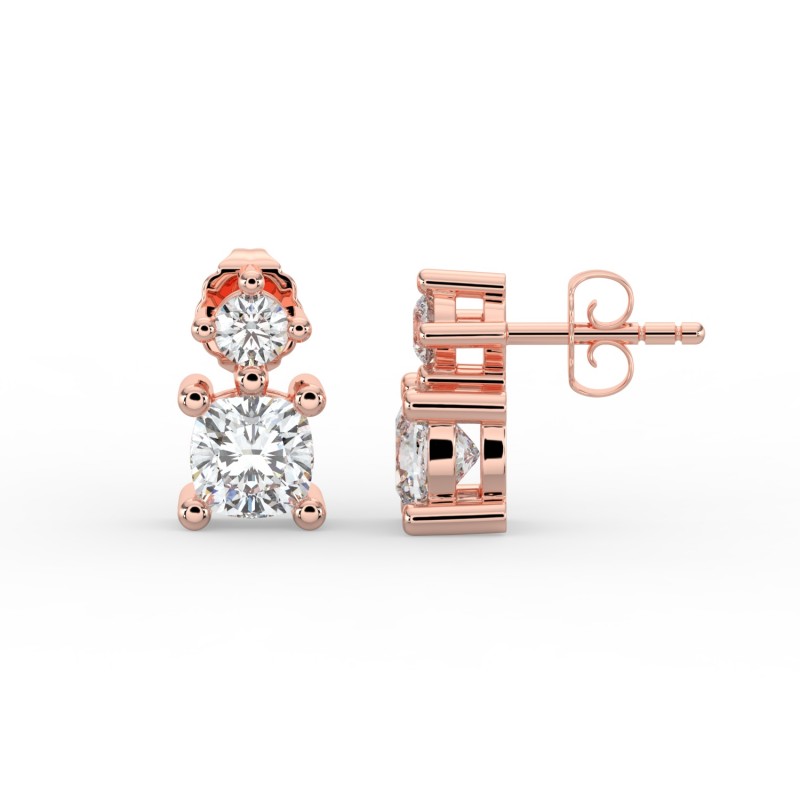 Cushion Single Stone Drop Stud Earrings
