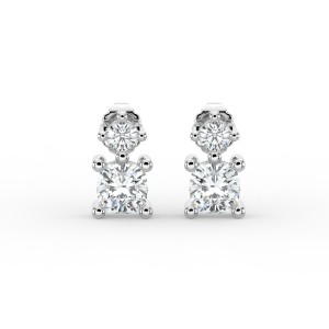 Cushion Single Stone Drop Stud Earrings