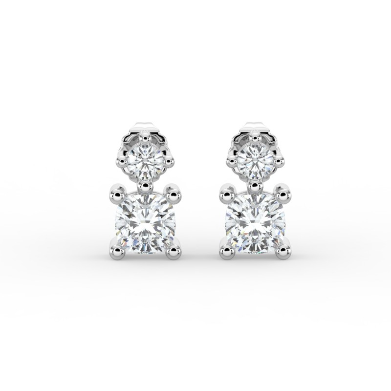 Cushion Single Stone Drop Stud Earrings