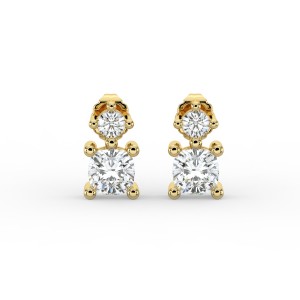 Cushion Single Stone Drop Stud Earrings