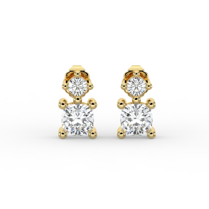 Cushion Single Stone Drop Stud Earrings