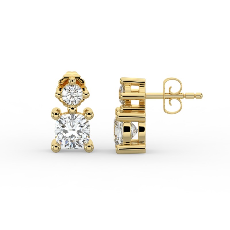 Cushion Single Stone Drop Stud Earrings