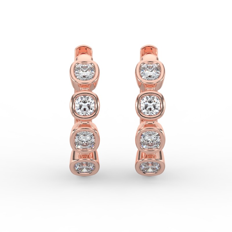 Cushion Huggie Bezel Earrings
