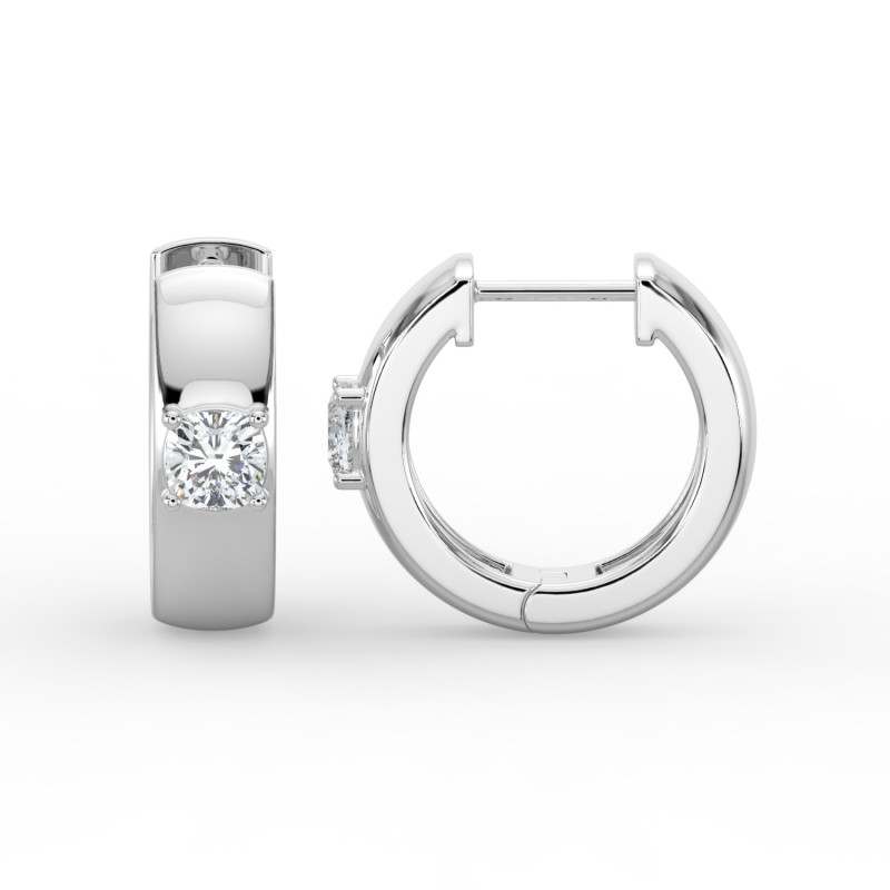 Cushion Single Stone Huggie Earrings