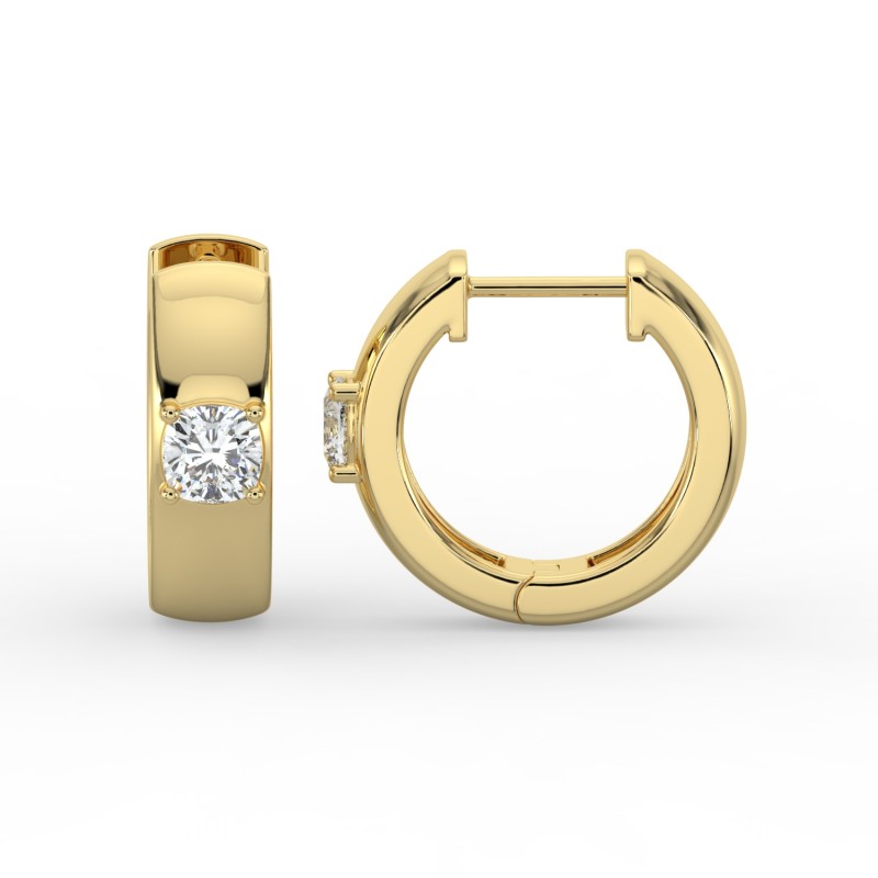 Cushion Single Stone Huggie Earrings