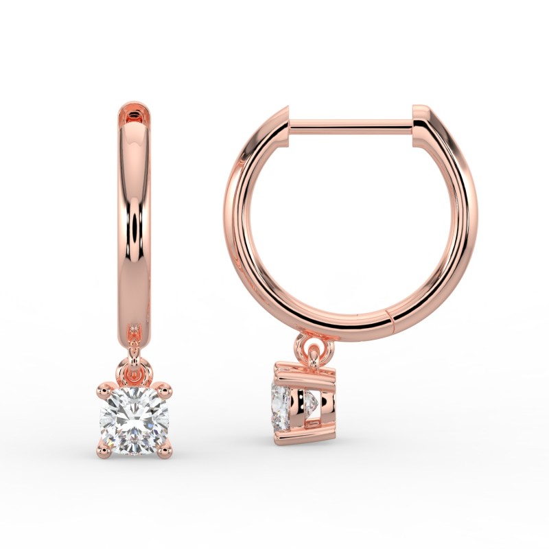Cushion Single Stone Drop Huggies Earrings