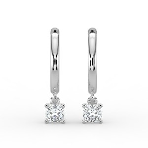 Cushion Single Stone Drop Huggies Earrings