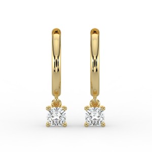 Cushion Single Stone Drop Huggies Earrings
