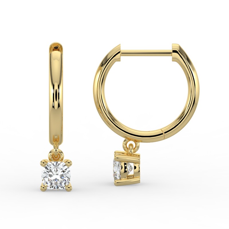 Cushion Single Stone Drop Huggies Earrings