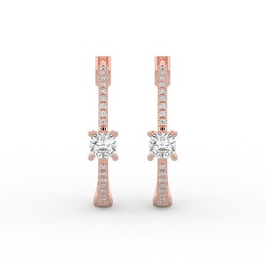 Cushion Hoops with Single Stone & Pave Earrings