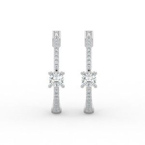 Cushion Hoops with Single Stone & Pave Earrings