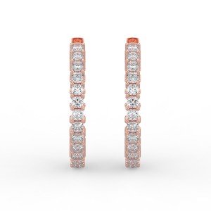 Cushion Iniside Out Diamond Hoops Earrings