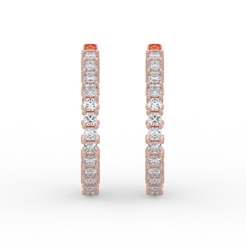 Cushion Iniside Out Diamond Hoops Earrings