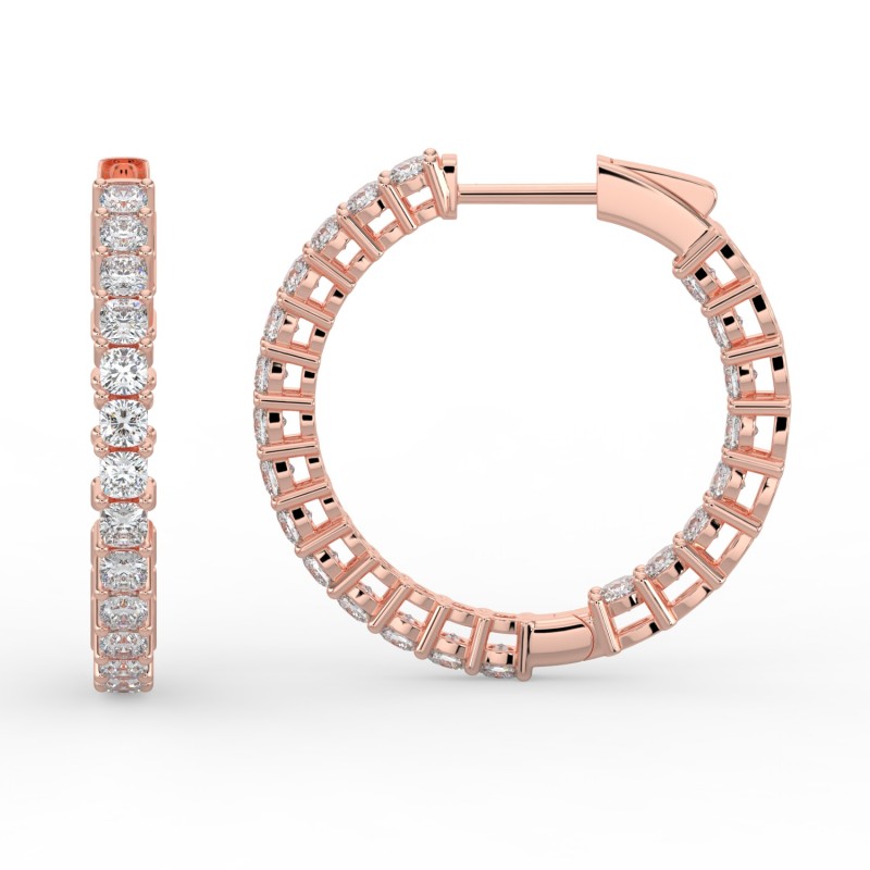 Cushion Iniside Out Diamond Hoops Earrings