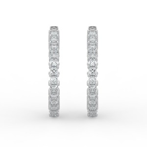 Cushion Iniside Out Diamond Hoops Earrings