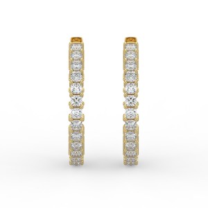 Cushion Iniside Out Diamond Hoops Earrings