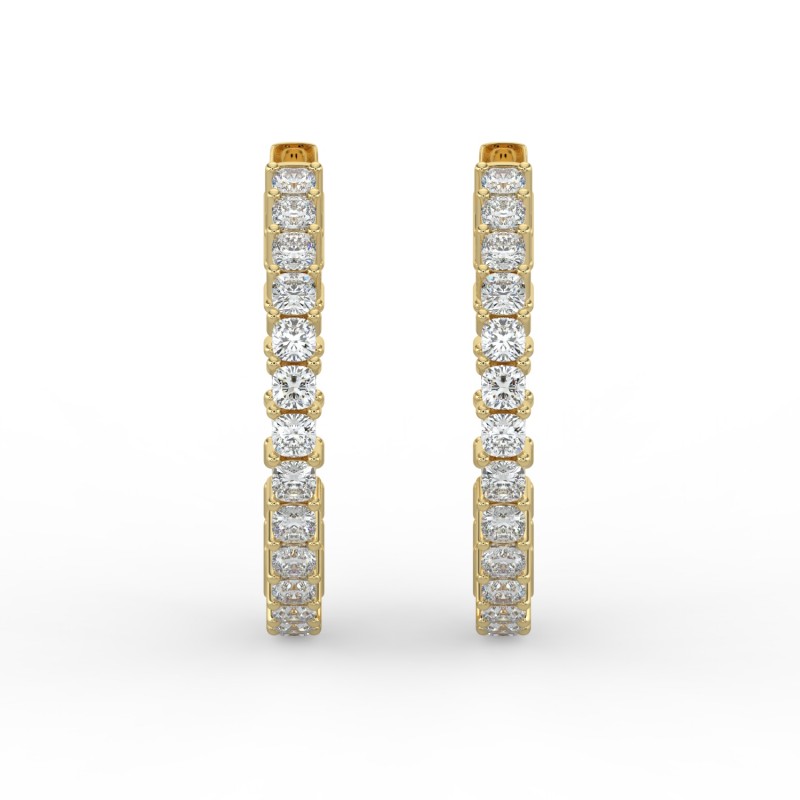 Cushion Iniside Out Diamond Hoops Earrings