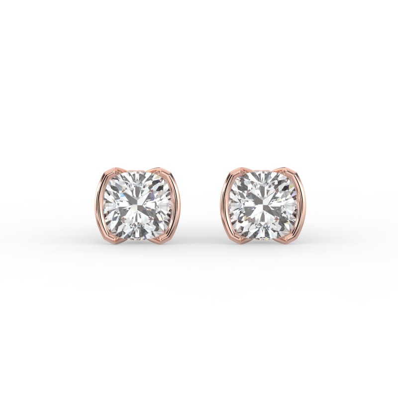 Cushion Half Bezel Earrings