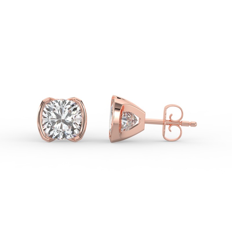 Cushion Half Bezel Earrings