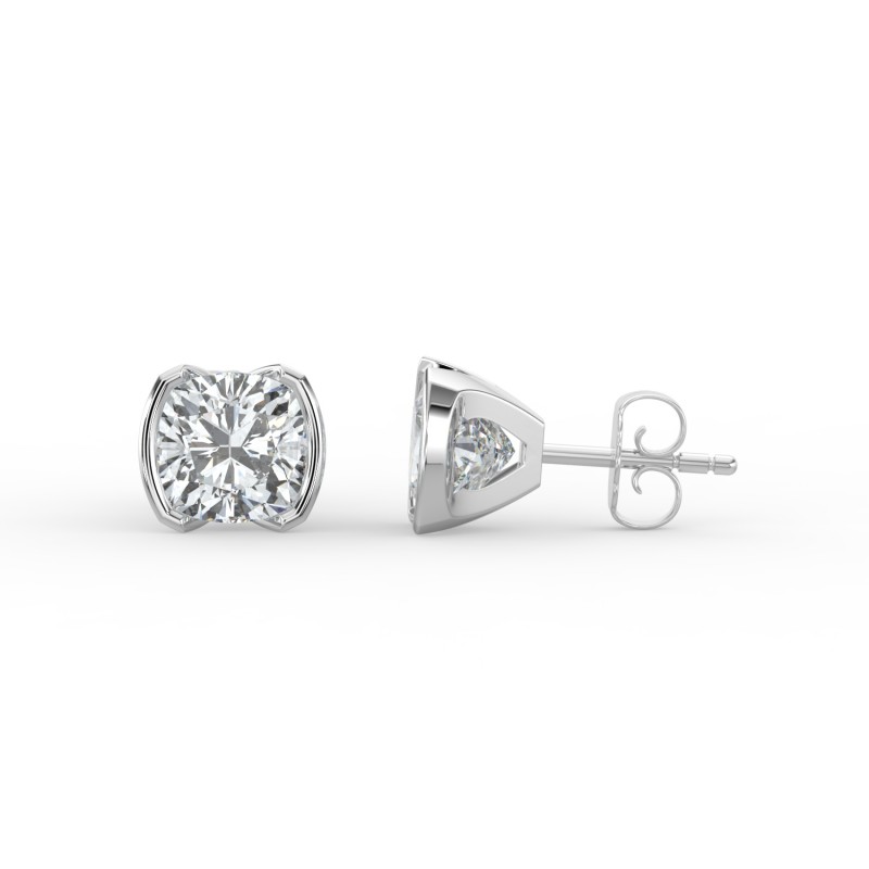 Cushion Half Bezel Earrings