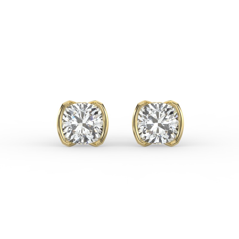 Cushion Half Bezel Earrings